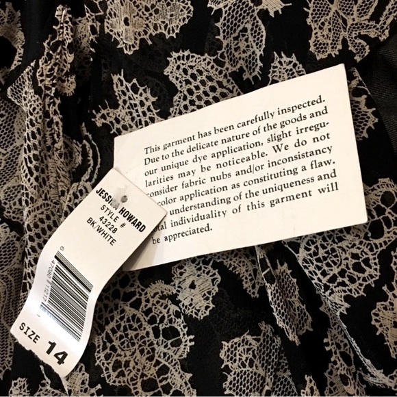 NWT Black Jessica Howard Hi-Lo Lace Patterned Maxi Dress Size 14 - Picture 7 of 8